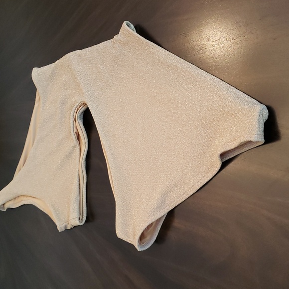 new BEACH RIOT gold sparkle celine one piece lined swimsuit s m - Picture 3 of 4